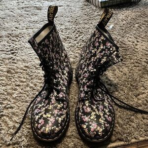 Dr. Martens Black Floral Combat Boots